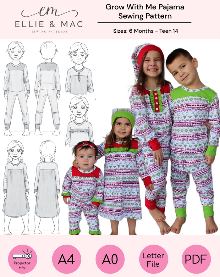 Kids Grow With Me Pajama Sewing Pattern
