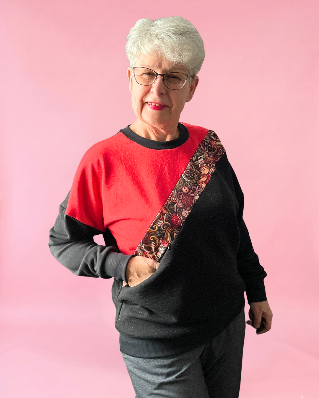 Sage Diagonal Color-Block Sweatshirt Sewing Pattern