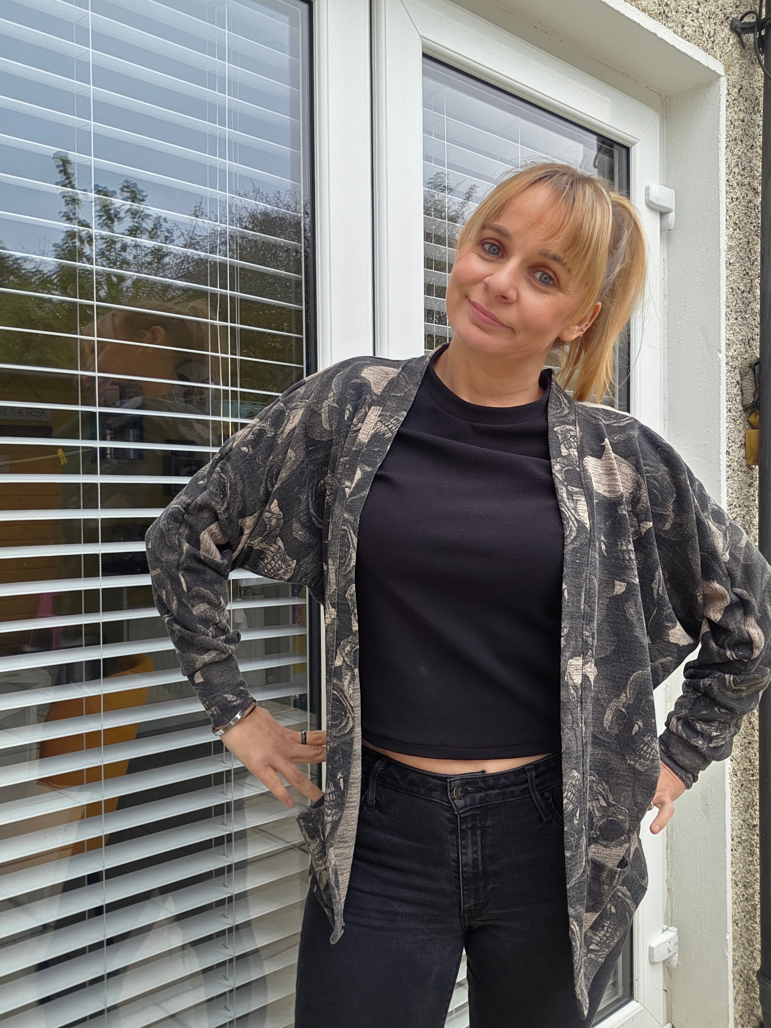 sewing open front cardigan construction steps