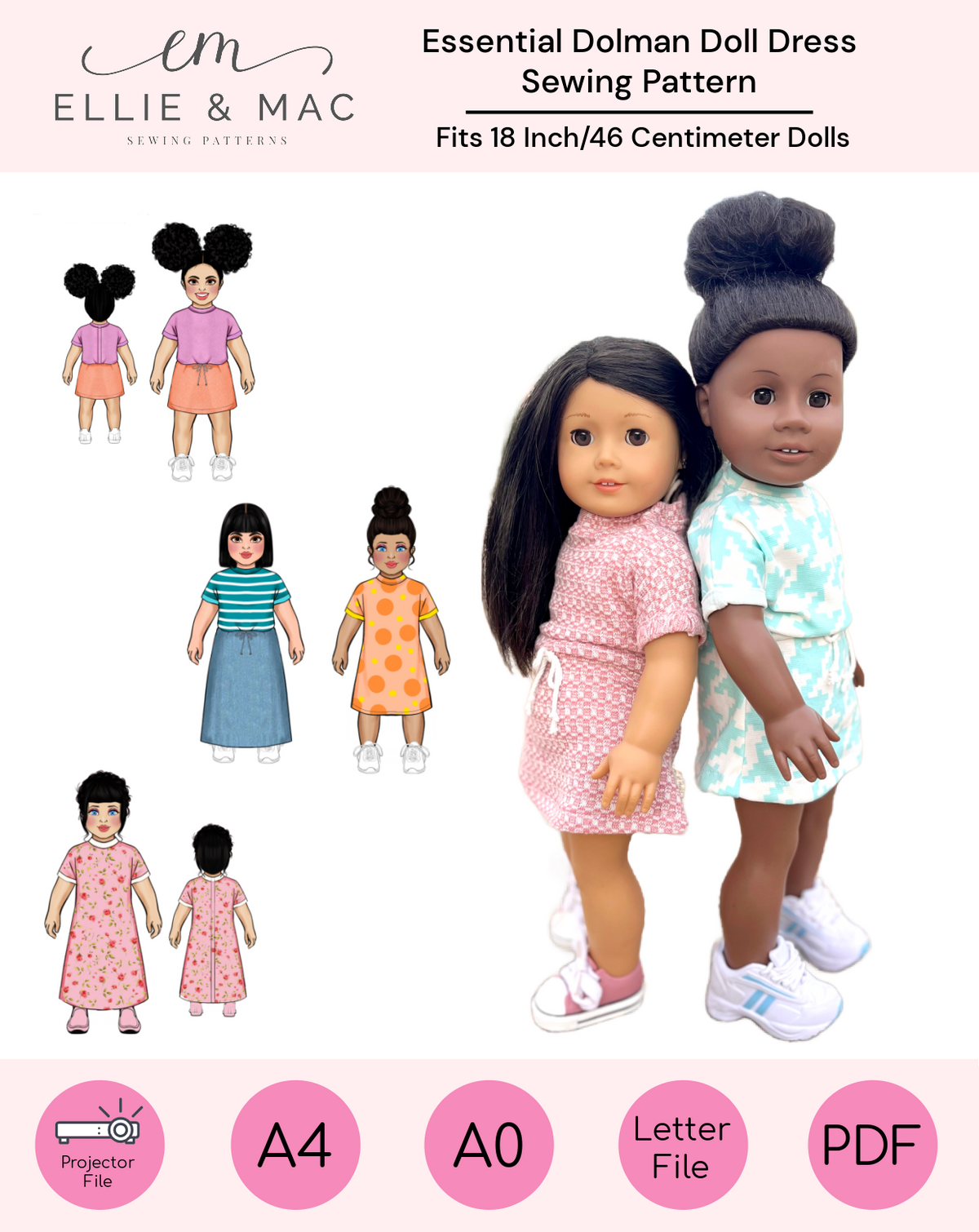 Doll Essential Dolman Dress Sewing Pattern