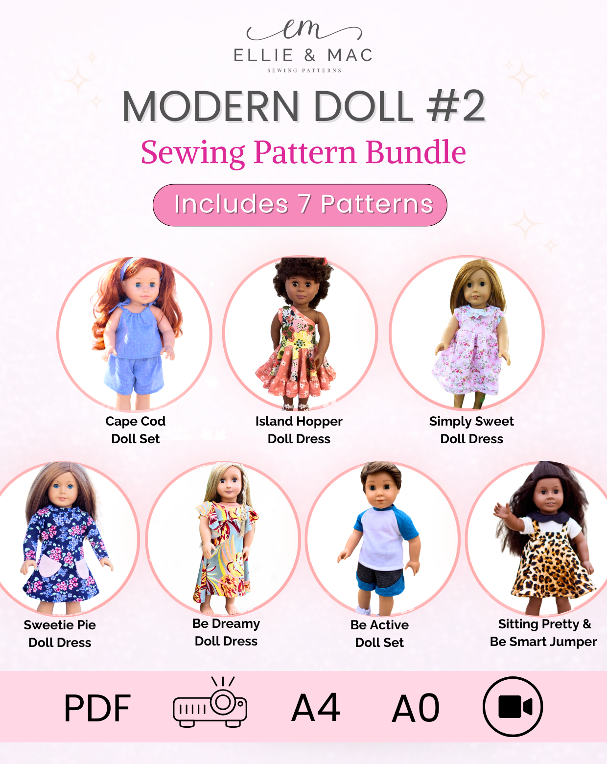 Modern Doll Sewing Pattern Bundle 2