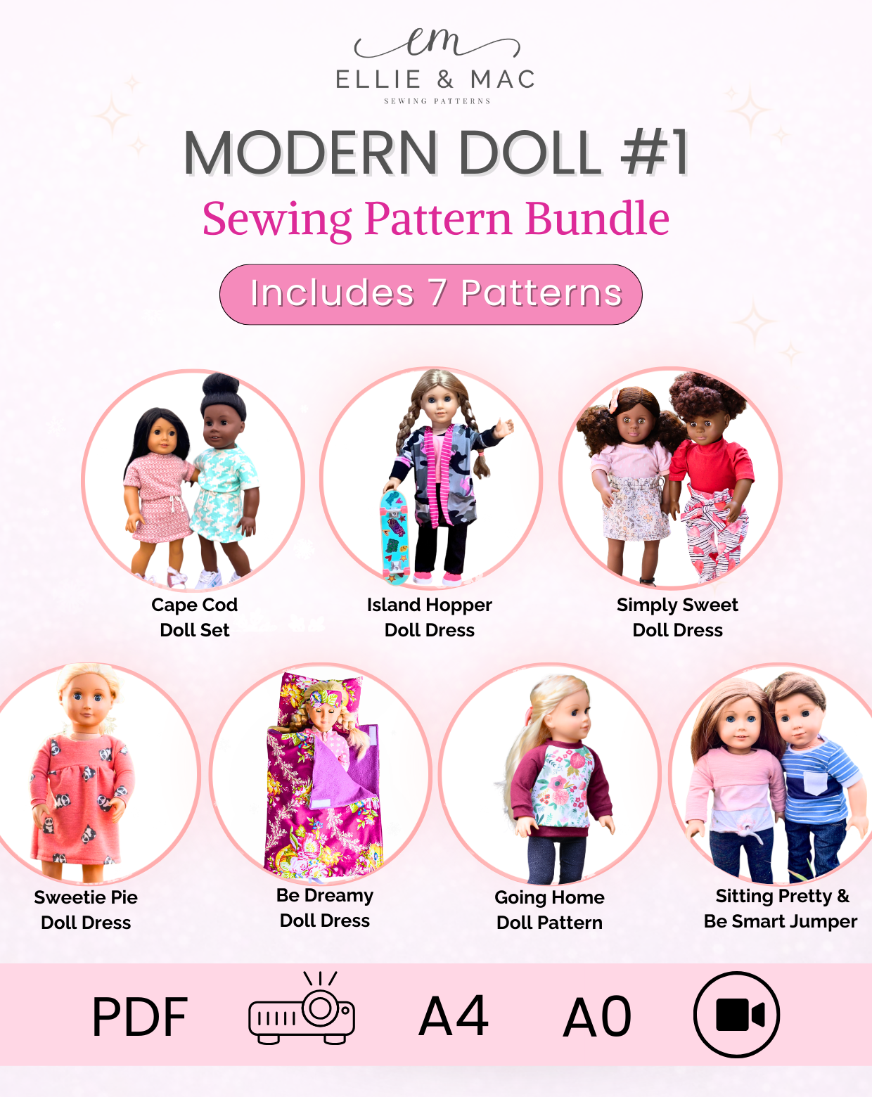 Modern Doll Sewing Pattern Bundle 1