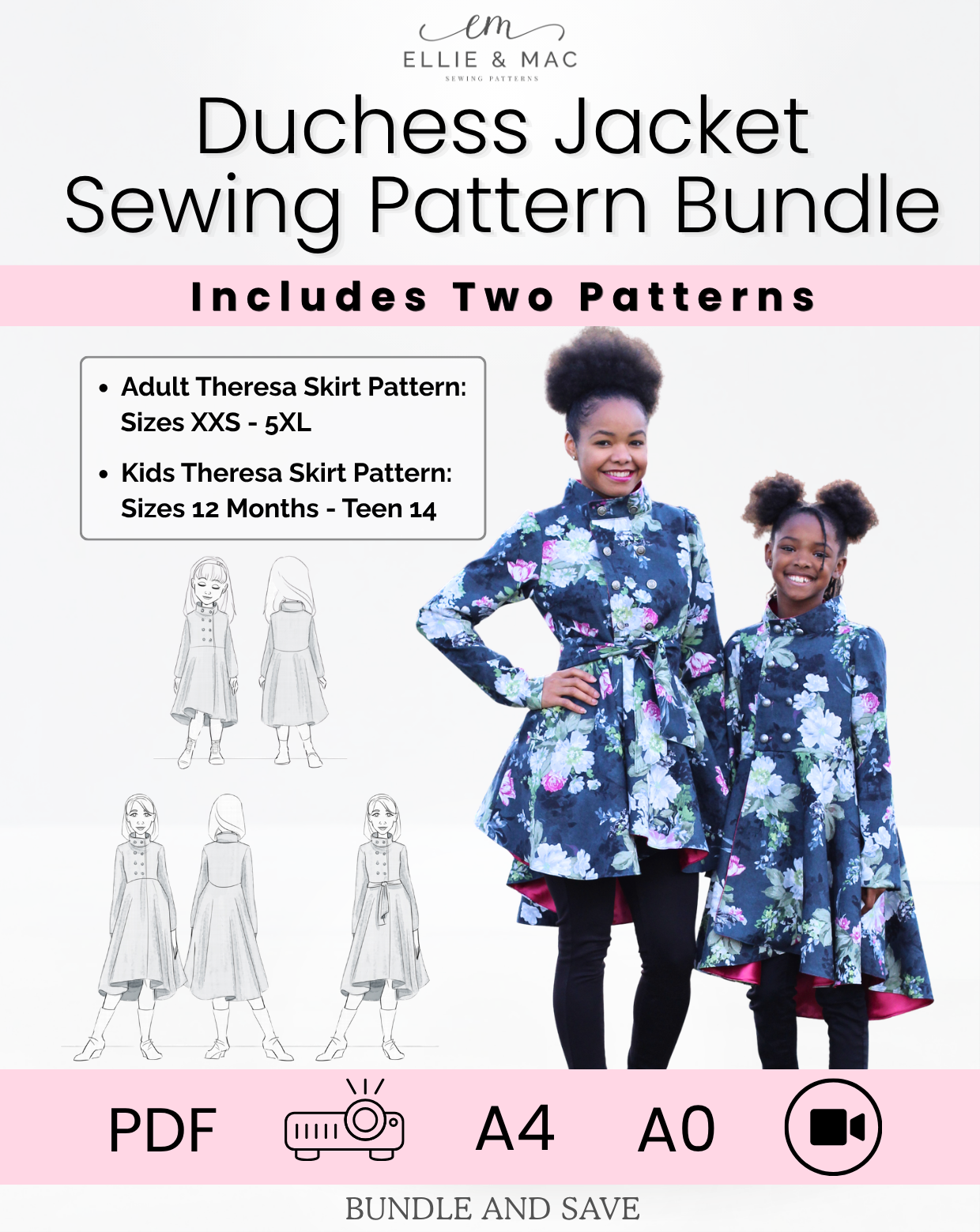 Kids & Adult Duchess Jacket Sewing Pattern Bundle