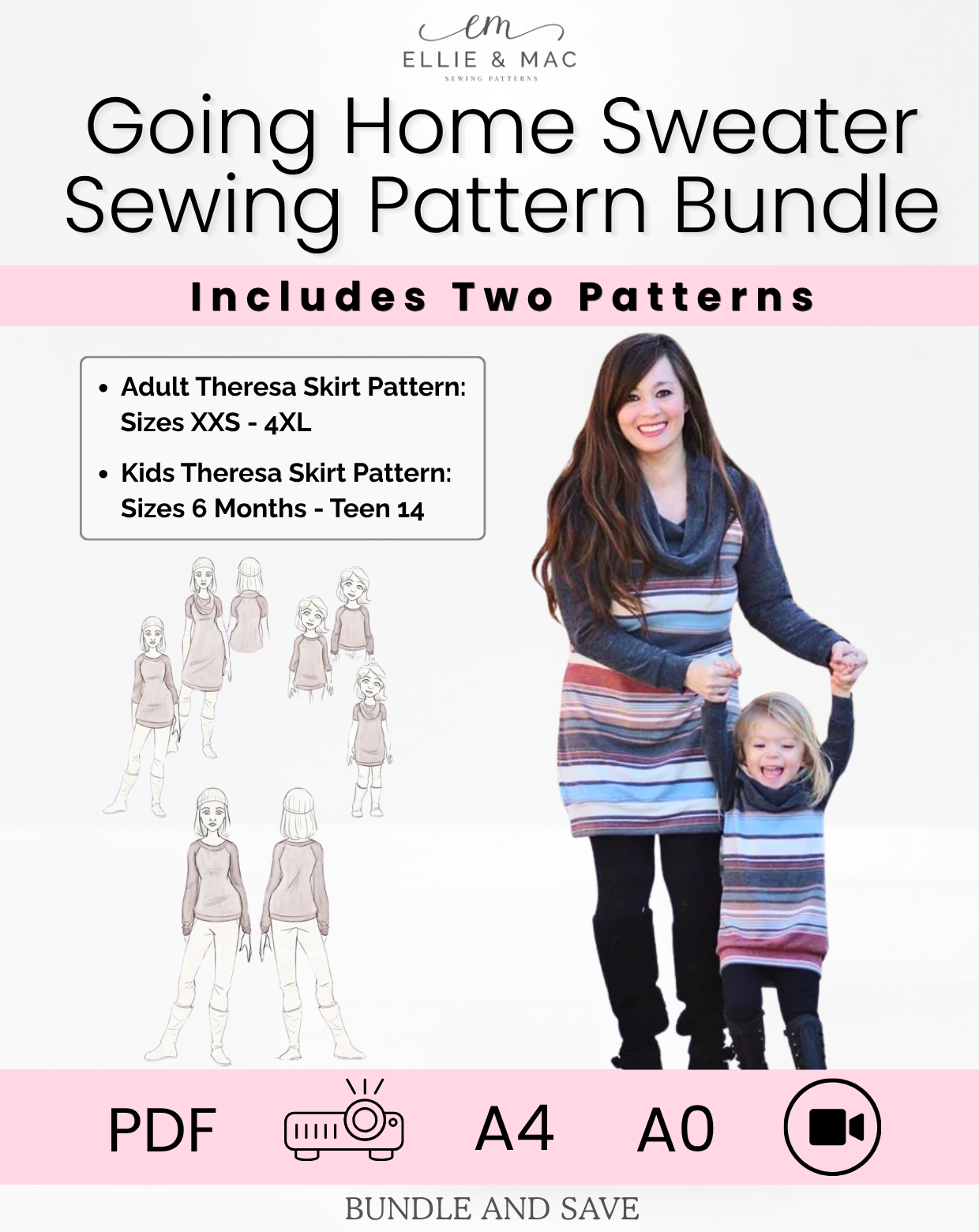 Kids & Adult Going Home Sweater Sewing Pattern Bundle