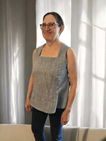 Handmade square neck blouse with bust and waist darts