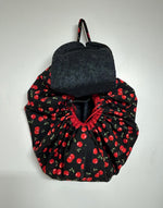 Cherries Moon Drawstring Bag. Beginner Sewing Pattern for travel, picnics, kids toys, craft storage, and more. PDF sewing pattern. Sew easy craft project.