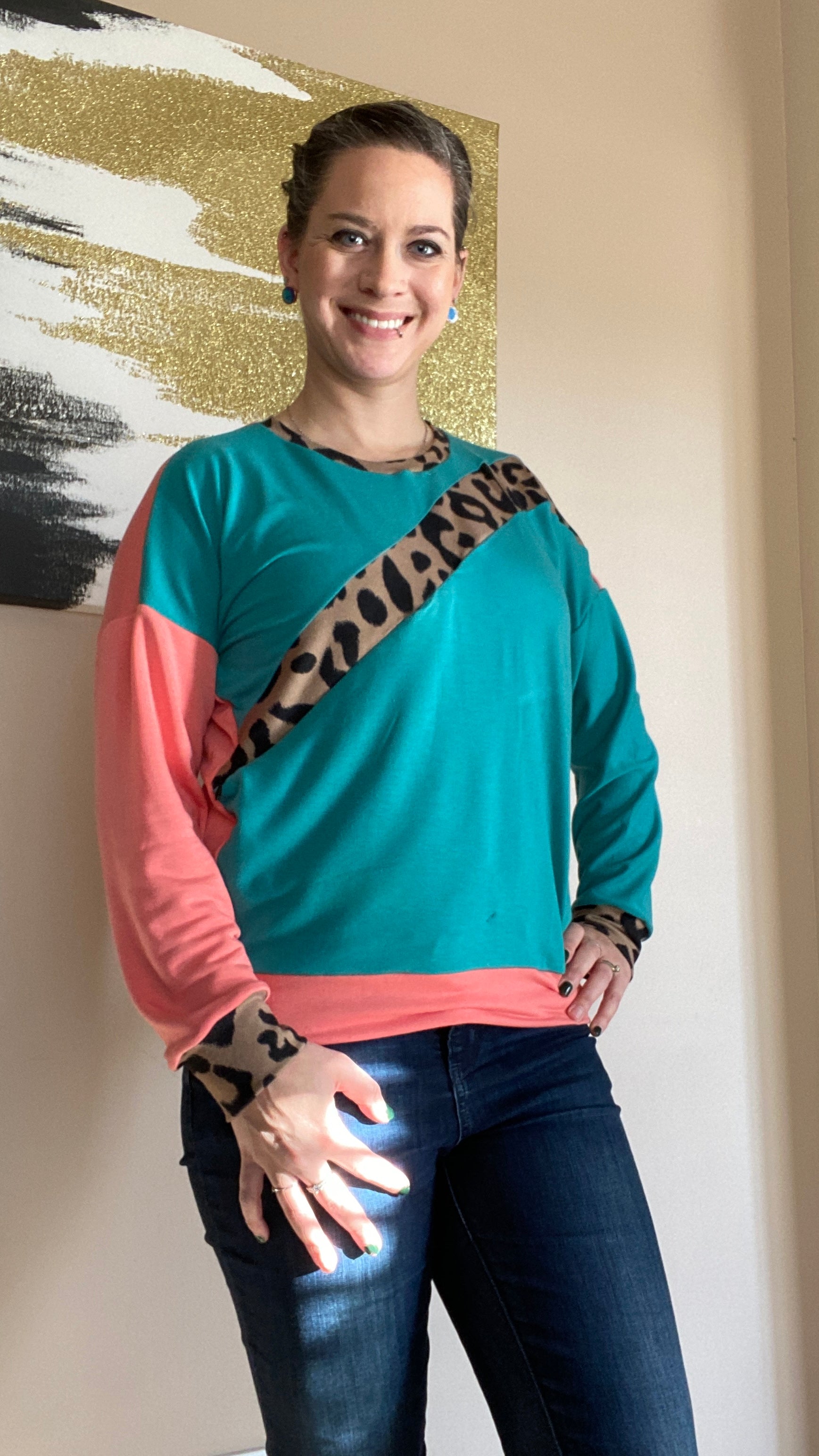 Sage Diagonal Color-Block Sweatshirt Sewing Pattern
