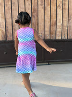 Tank dress sewing pattern. Easy sewing pattern. Mermaid knit fabric dress.
