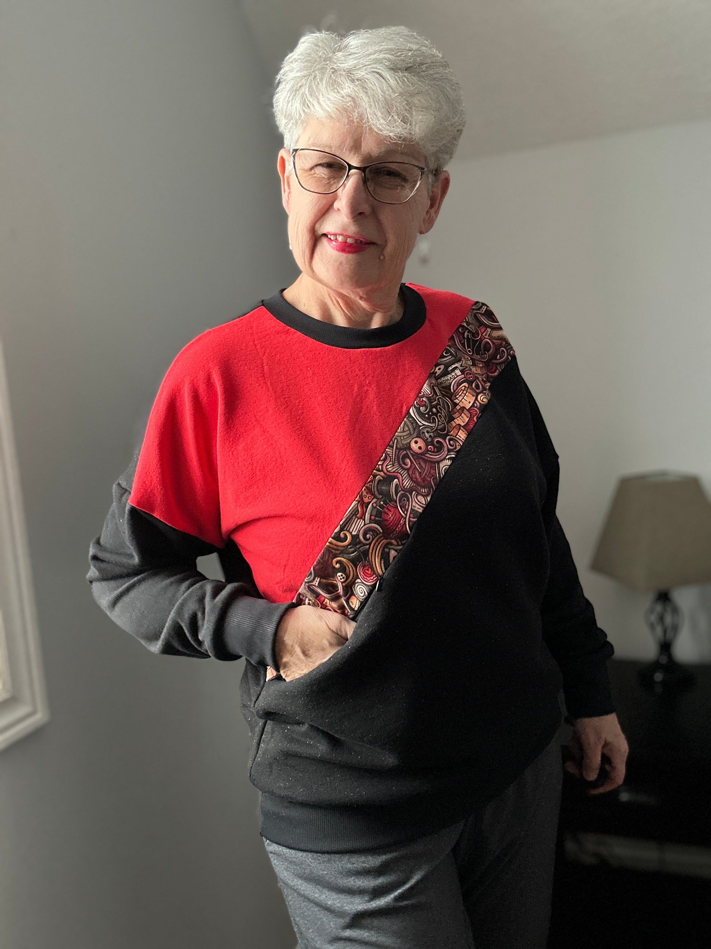 Sage Diagonal Color-Block Sweatshirt Sewing Pattern