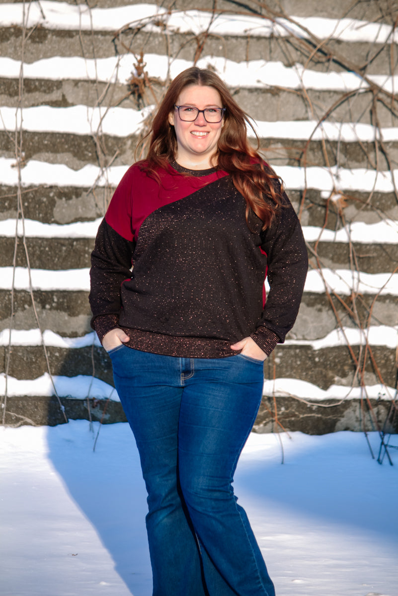 Sage Diagonal Color-Block Sweatshirt Sewing Pattern