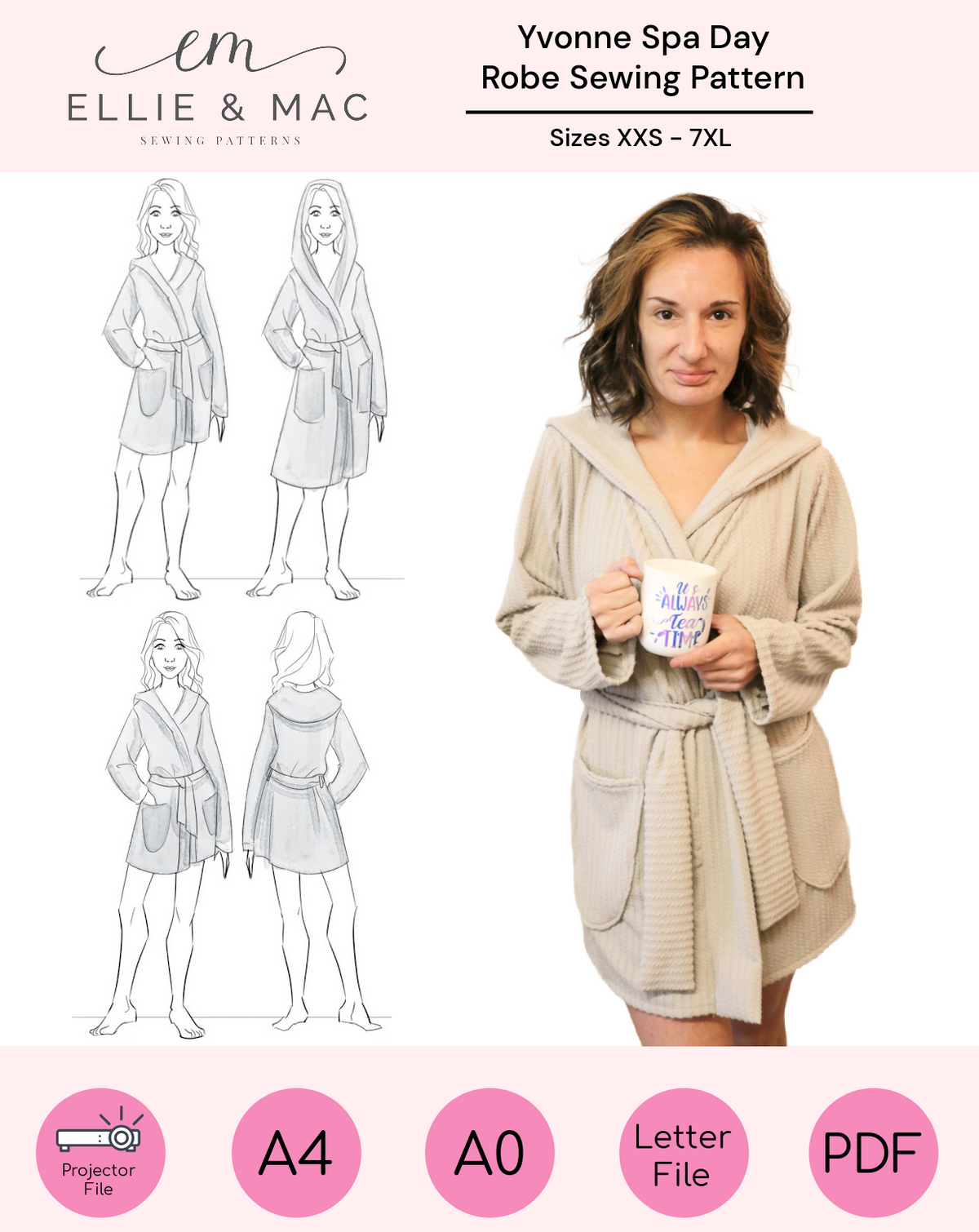 Adult Yvonne Spa Day Robe Pattern (Curvy Fit)