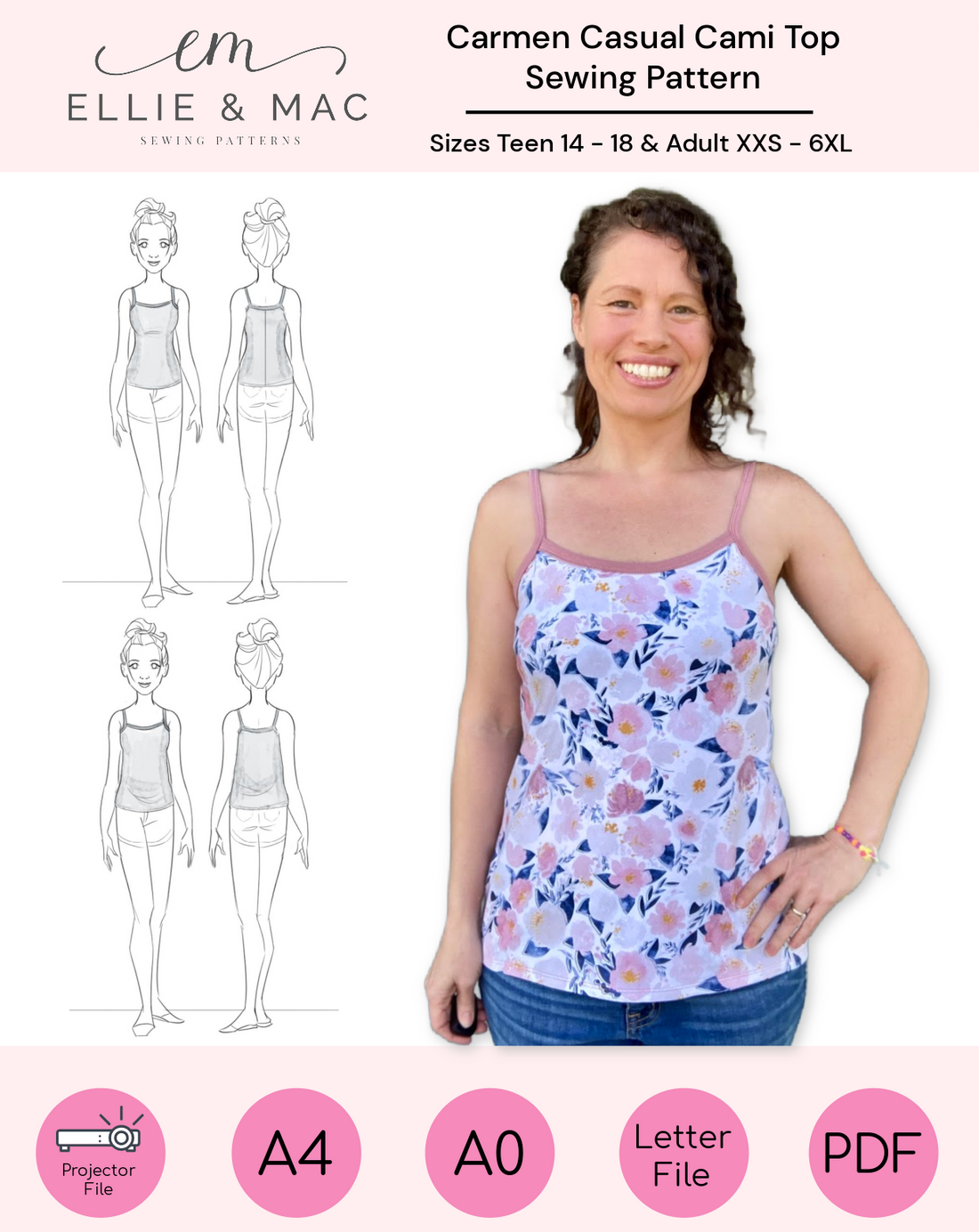 Carmen Casual Cami Top Sewing Pattern