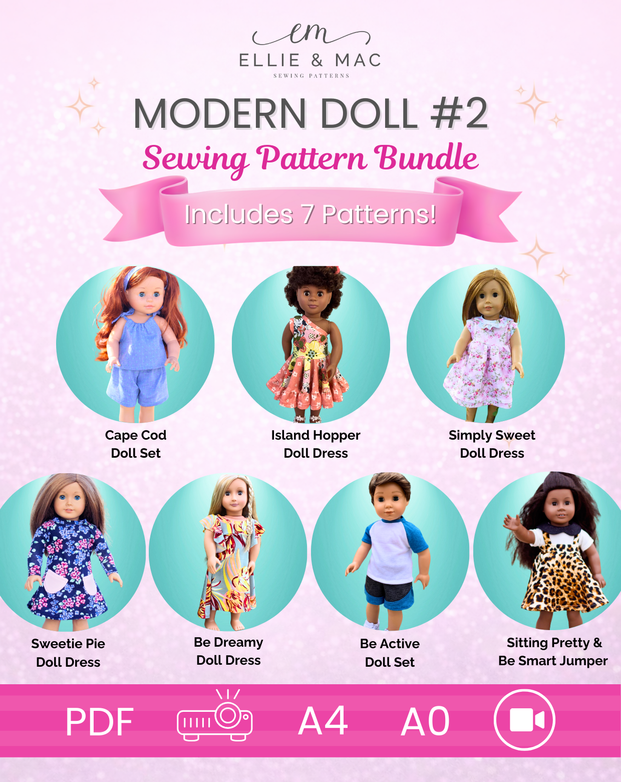 Modern Doll Sewing Pattern Bundle 2
