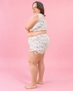 Modest Tankini and Ruched Shorts sewing pattern by Ellie and Mac PDF sewing patterns. Sizes xxs - 6xl included. Projector file, A0 file, A4 print file, Letter print file, video sew along tutorial, color photo step-by-step instructions, and fit alteration instructions included.