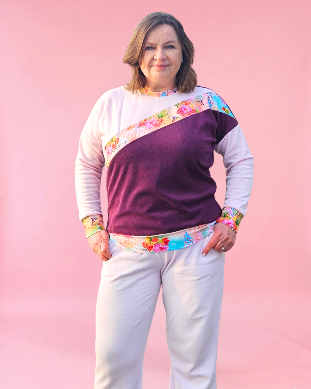 Sage Diagonal Color-Block Sweatshirt Sewing Pattern