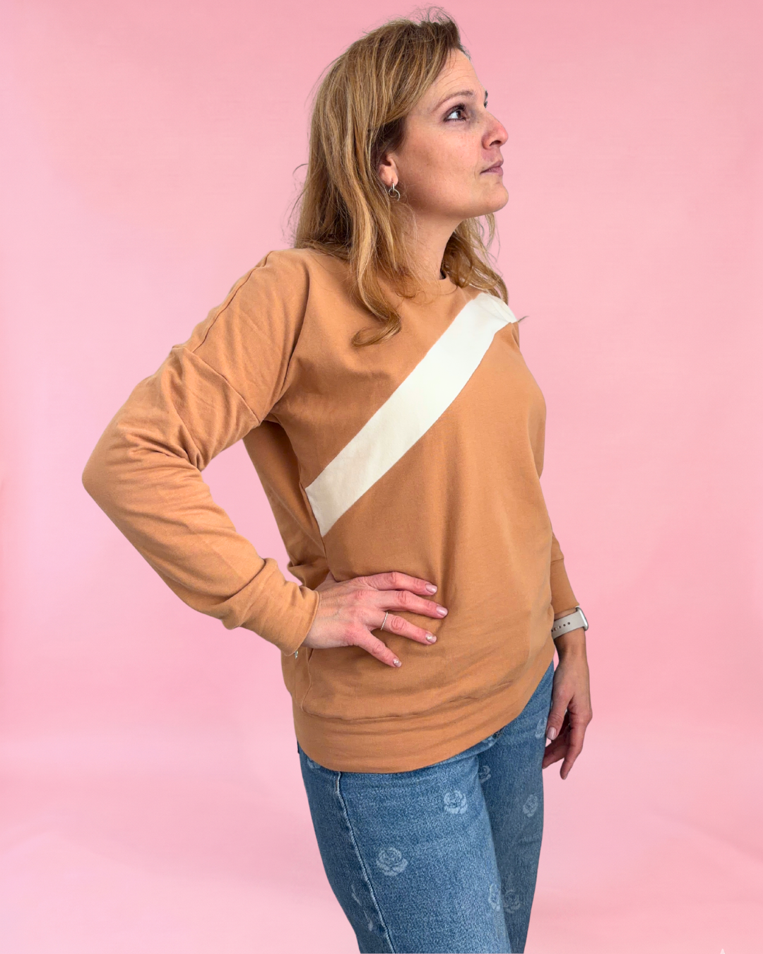 Sage Diagonal Color-Block Sweatshirt Sewing Pattern