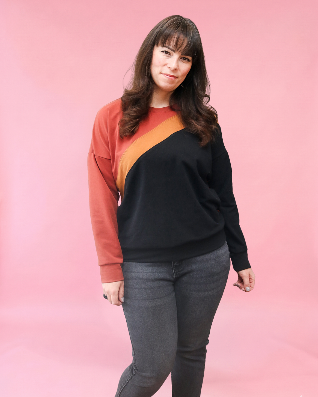 Sage Diagonal Color-Block Sweatshirt Sewing Pattern