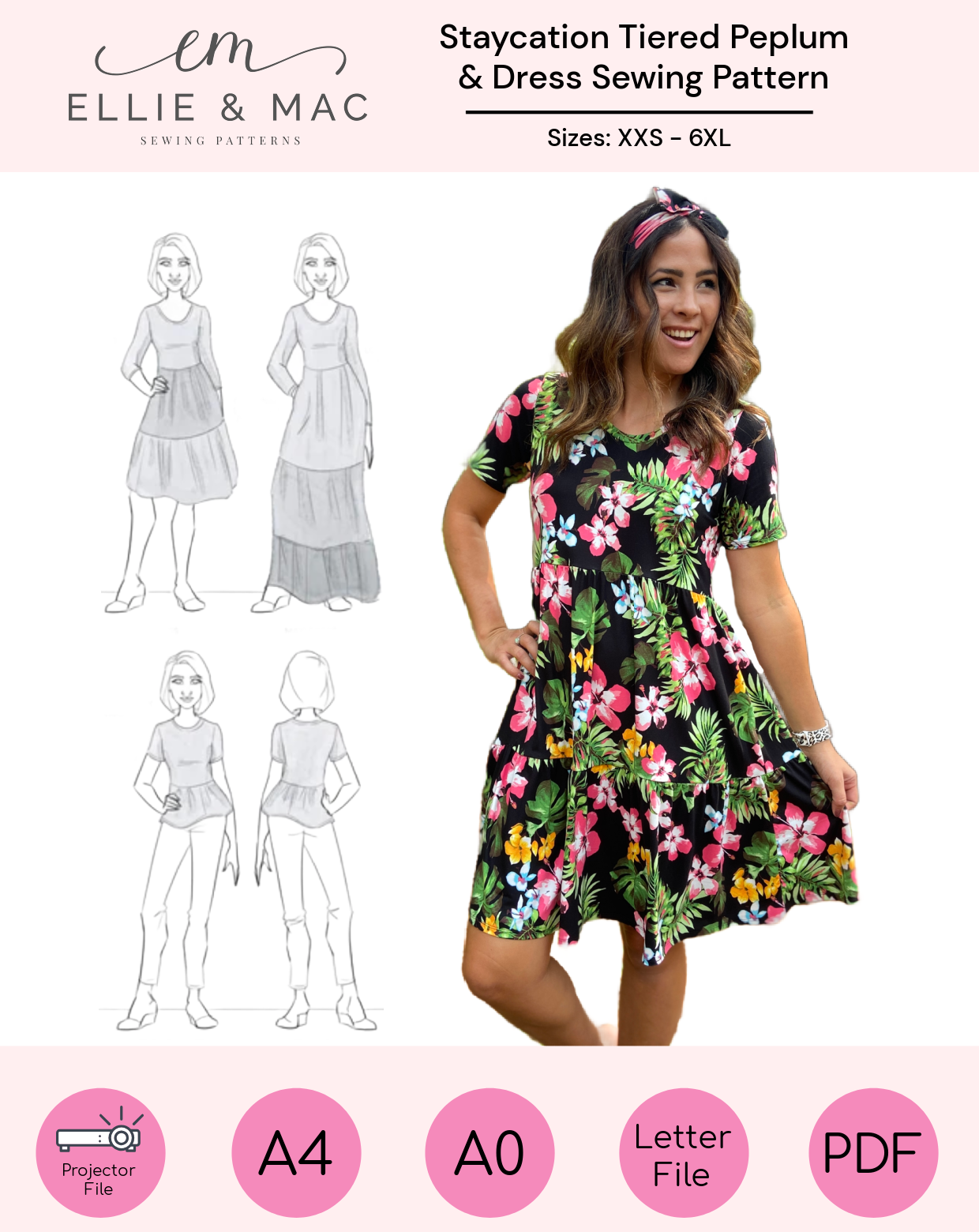 Staycation Tiered Peplum & Dress Pattern
