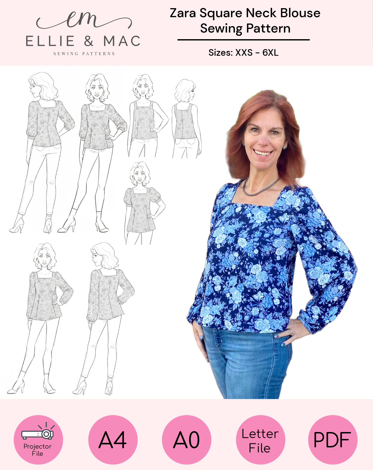 Zara Square Neck Blouse Sewing Pattern