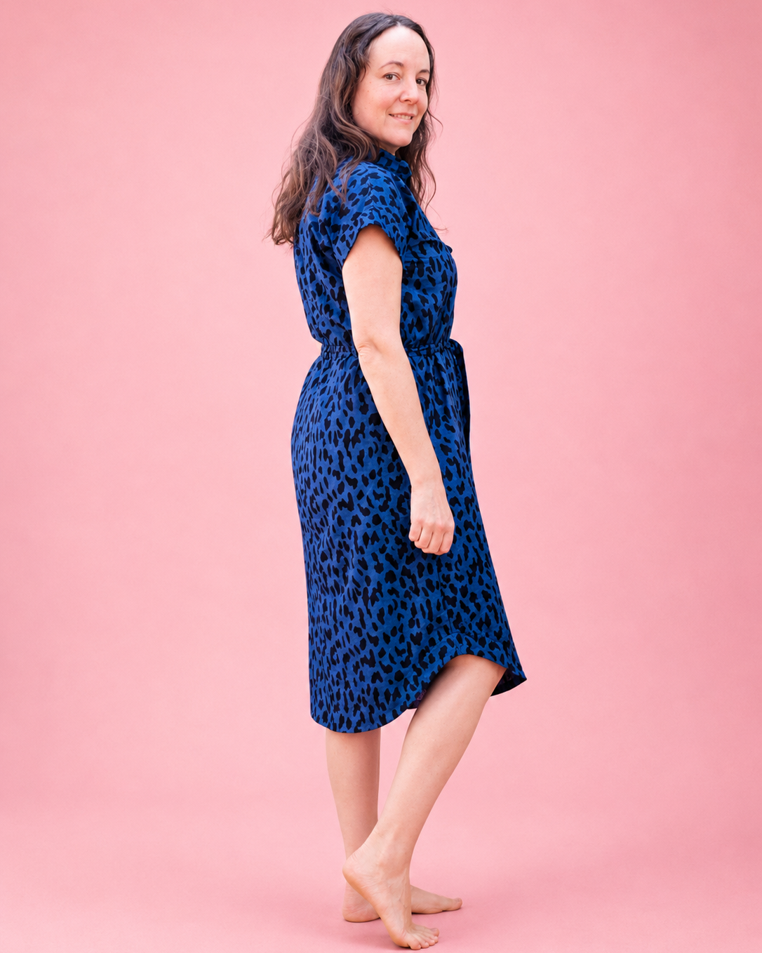Woven midi dress sewing pattern. Instant download.