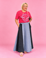 Mila paneled midi skirt styled as an everyday