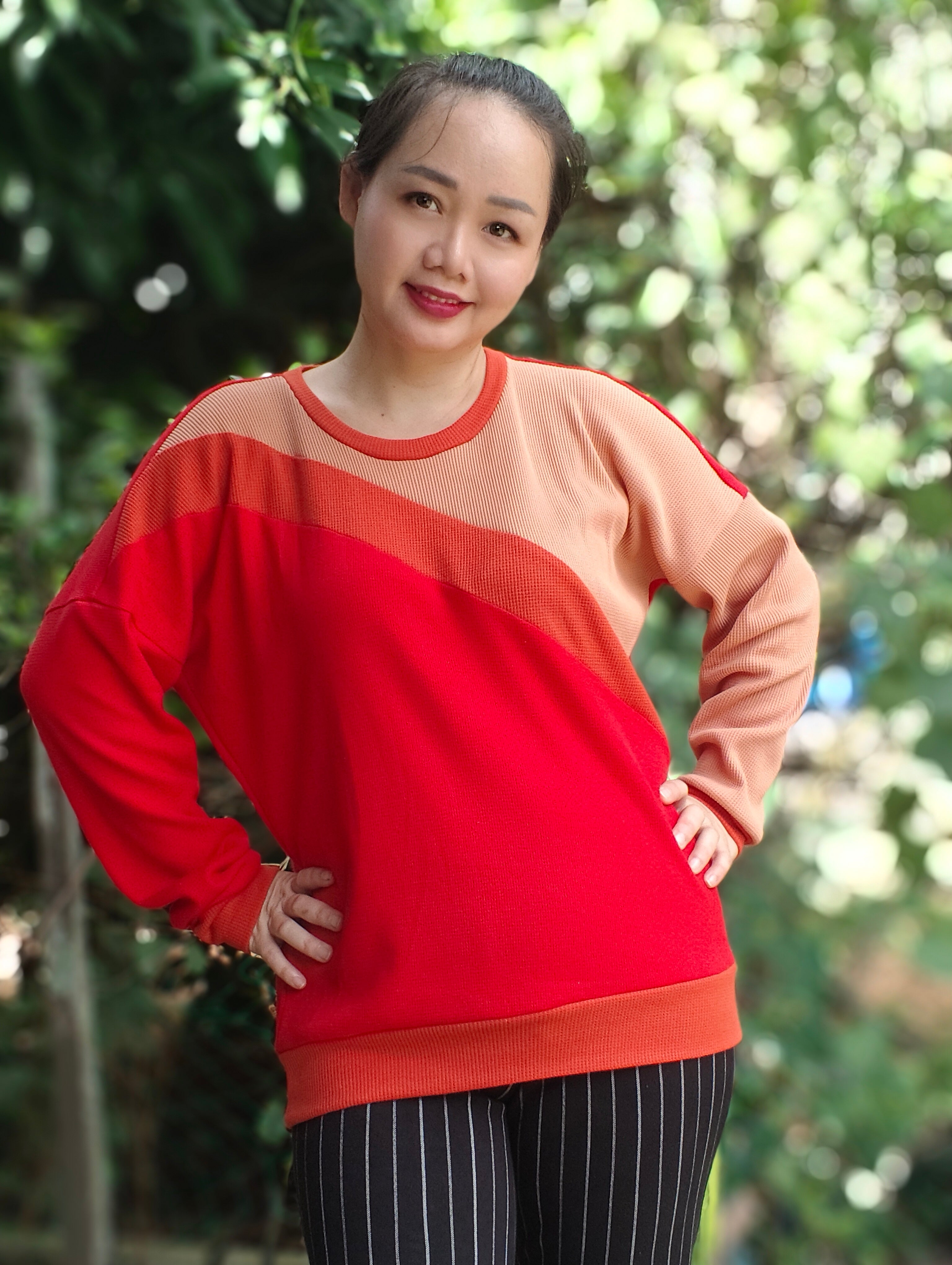 Sage Diagonal Color-Block Sweatshirt Sewing Pattern