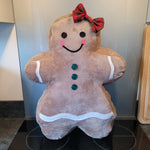 Jolly Gingerbread Woman pillow sewn from the digital sewing pattern with full front view.