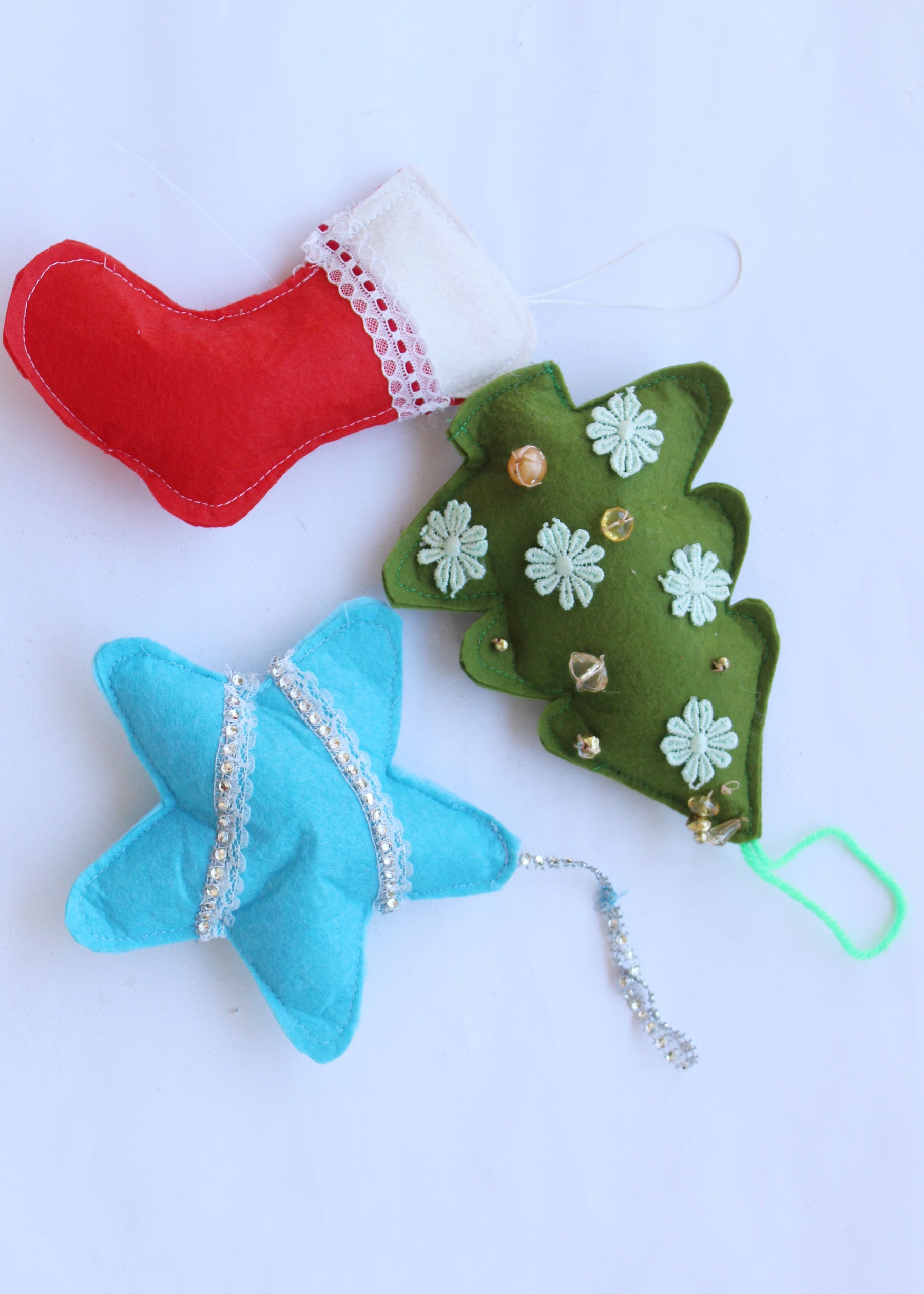 Wool Felt Christmas Stocking from India - Gingerbread Feast