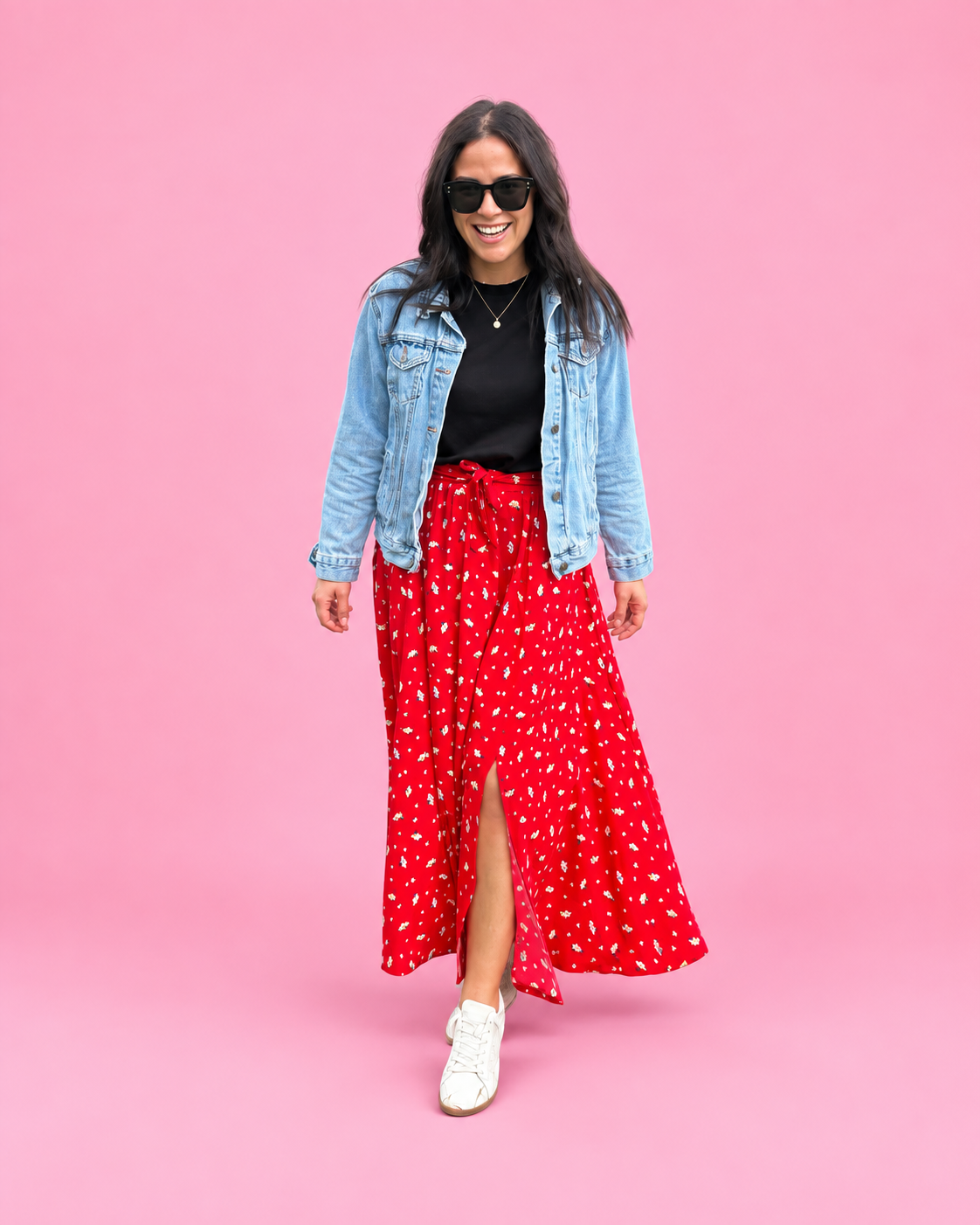 Mila woven skirt sewing pattern with an easy elastic waist and paneled design