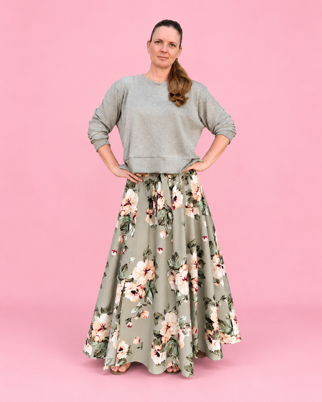 Full-length Mila maxi skirt made in lightweight woven fabric