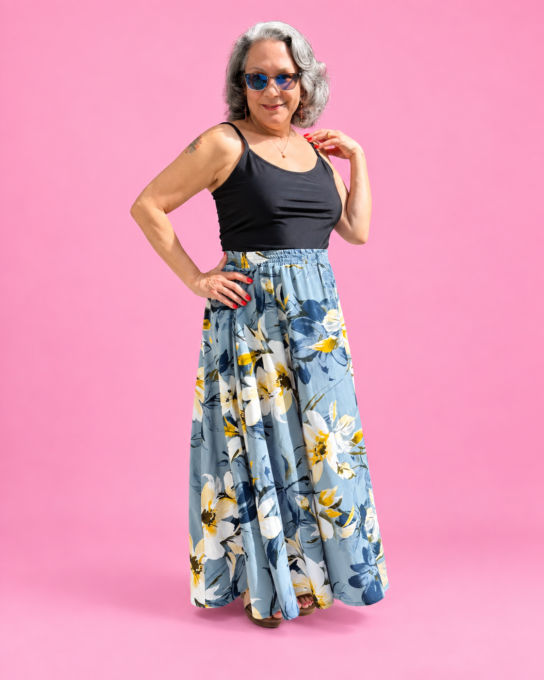 Women's Mila woven skirt sewing pattern with midi and maxi length options