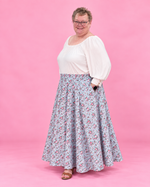 Mila women's sewing pattern with both midi and maxi skirt lengths