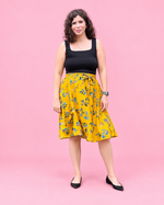 Women's paneled midi skirt made from woven fabric
