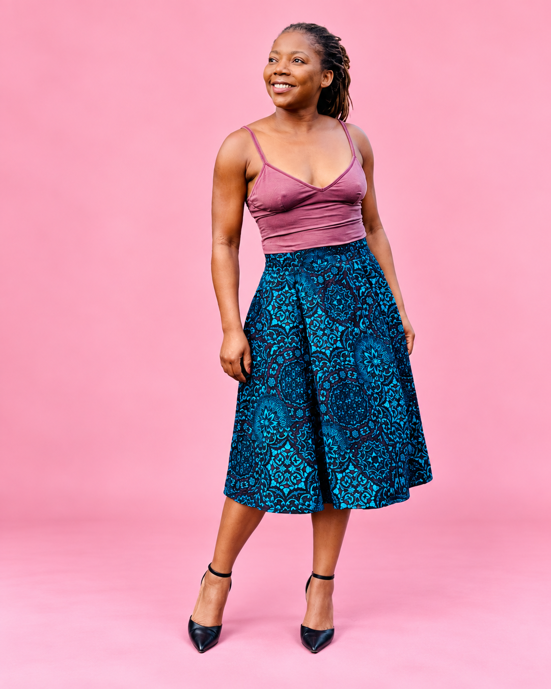 Mila women's sewing pattern with both midi and maxi skirt lengths