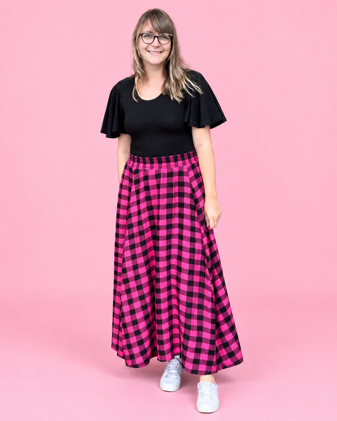 Mila paneled maxi skirt styled in a handmade outfit