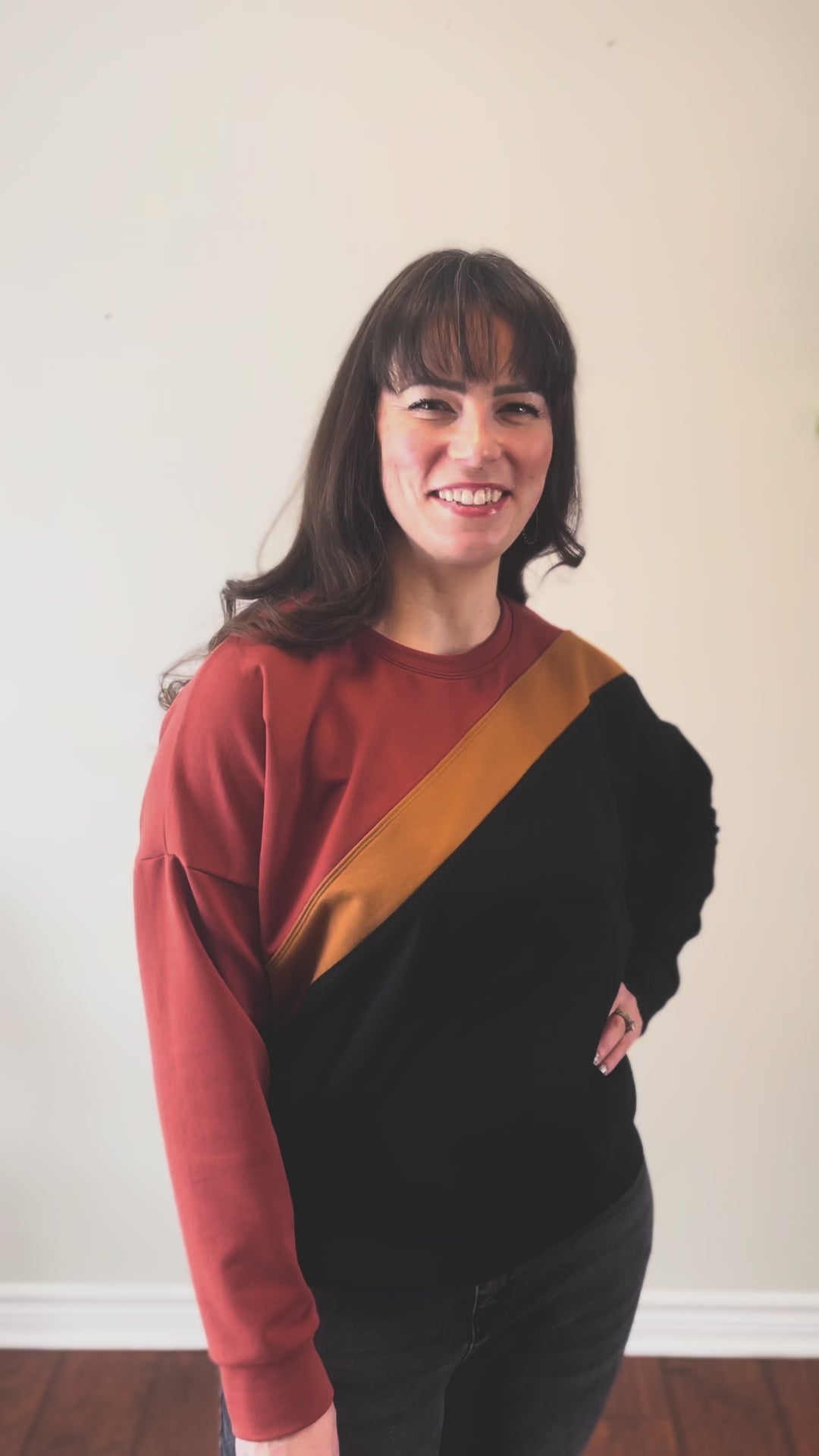 Stylish Diagonal colorblock sweatshirt sewing pattern