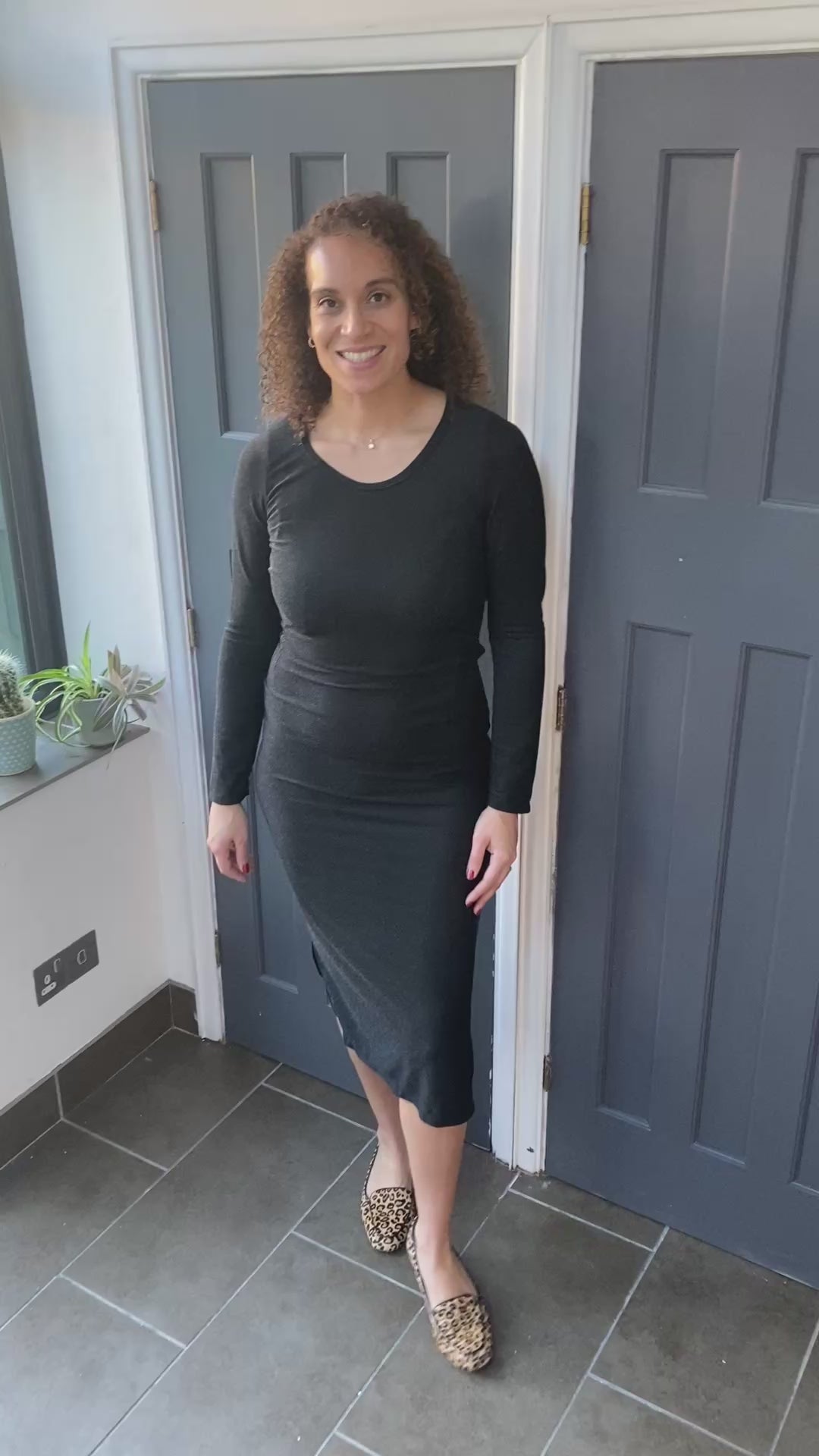 Fitted mid-calf dress with back cutout sewing pattern