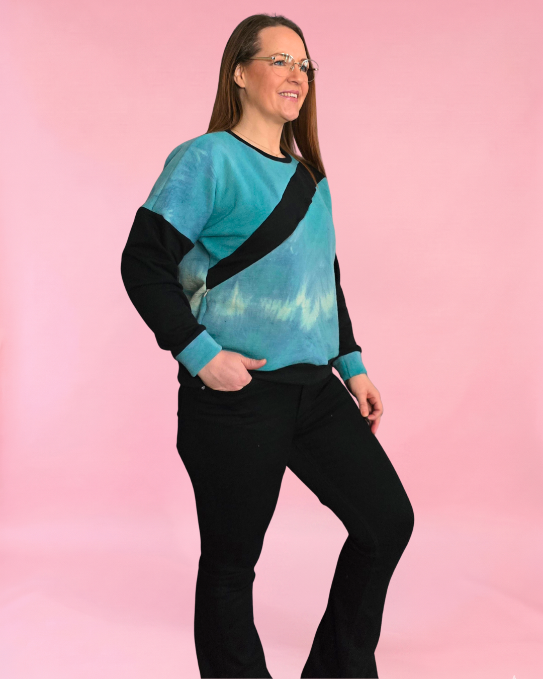 Sage Diagonal Color-Block Sweatshirt Sewing Pattern
