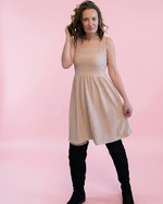 mid thigh knit dress sewing pattern square neck with tie back detail