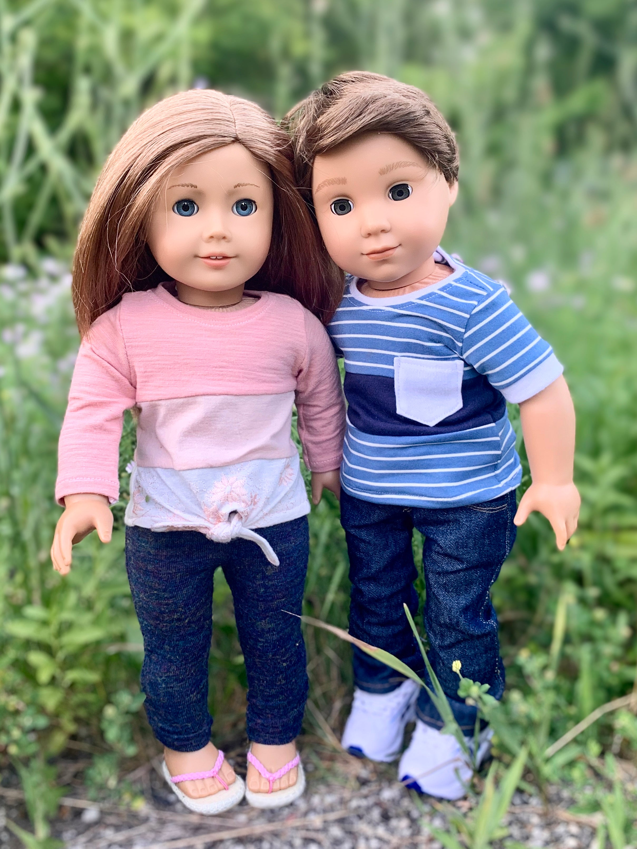 Color-Block Tie Top & Sunshine Leggings Doll Sewing Pattern Set
