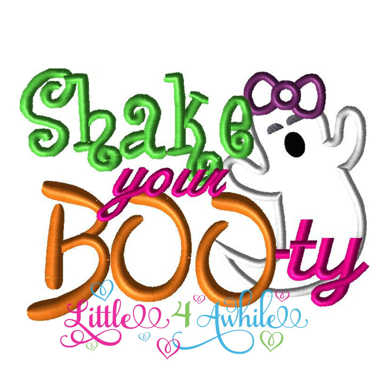 Shake Your Boo-ty Ghost Applique Embroidery Design - Ellie and Mac, Digital (PDF) Sewing Patterns | USA, Canada, UK, Australia