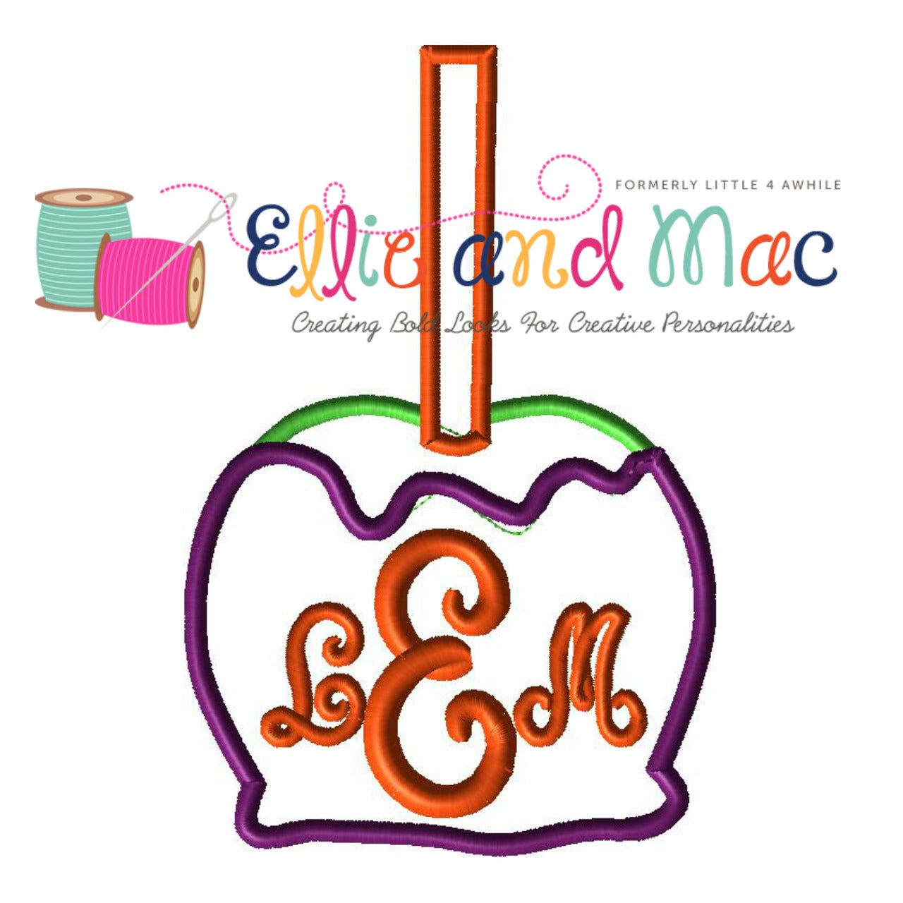 Monogram Candy Apple Applique Embroidery Design