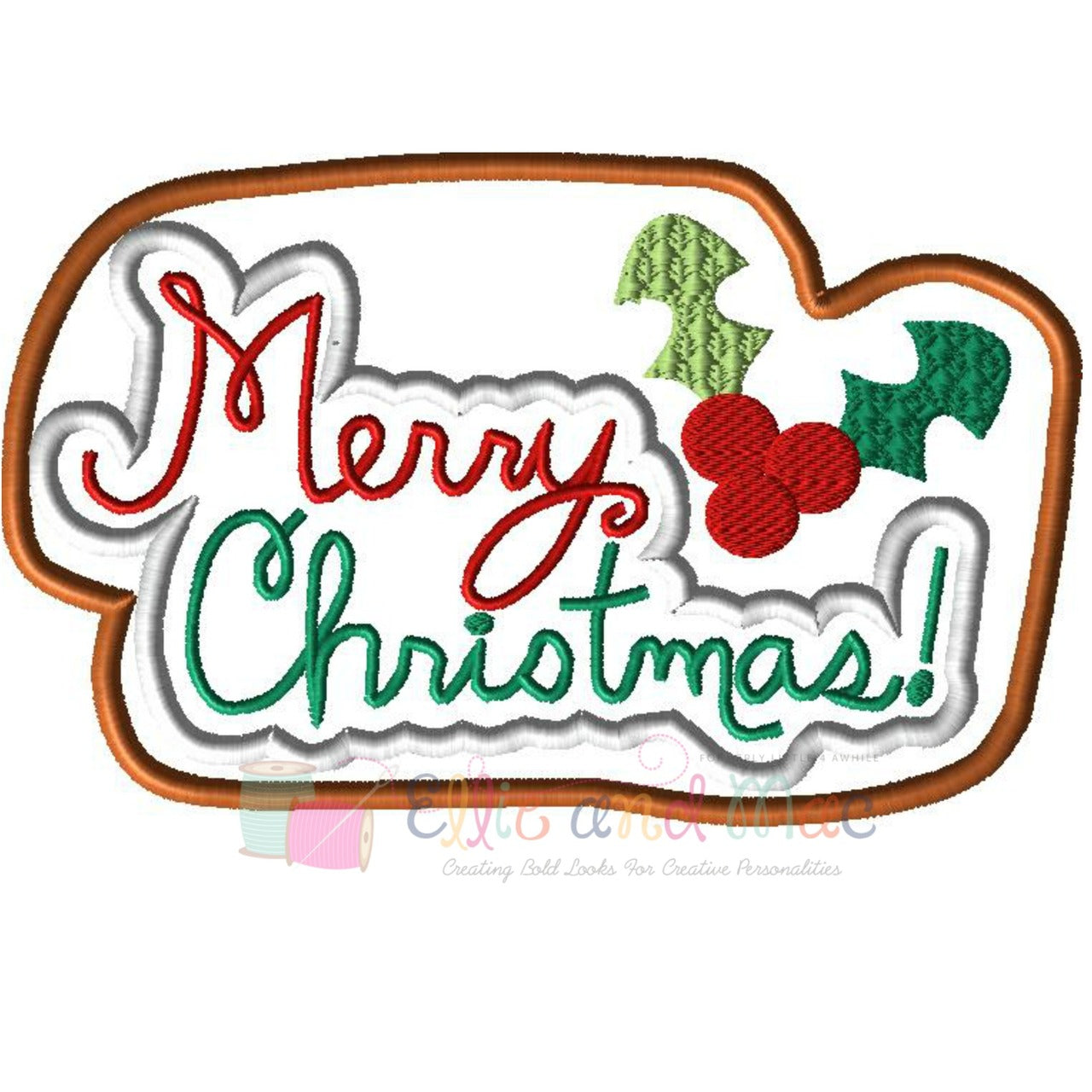 Merry Christmas Cookie Applique Design