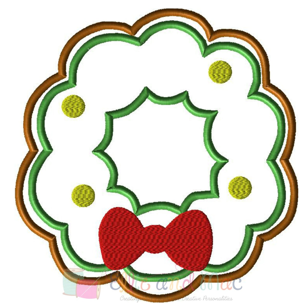 Christmas Wreath Cookie Applique Design - Ellie and Mac, Digital (PDF) Sewing Patterns | USA, Canada, UK, Australia