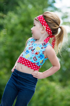Girls Beach Dreaming Crop Top Pattern - Ellie and Mac, Digital (PDF) Sewing Patterns | USA, Canada, UK, Australia