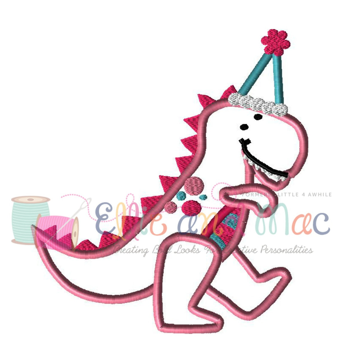 Girl Birthday Dinosaur Applique Design - Ellie and Mac, Digital (PDF) Sewing Patterns | USA, Canada, UK, Australia