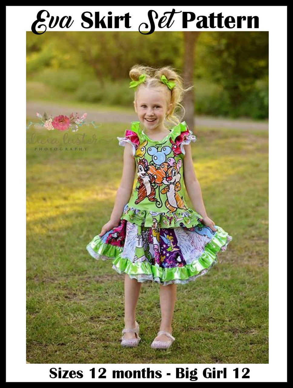 Girls Eva Skirt Set Pattern - Ellie and Mac, Digital (PDF) Sewing Patterns | USA, Canada, UK, Australia