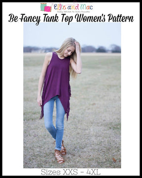 Teen / Women's Be Fancy Tank Top Pattern - Ellie and Mac, Digital (PDF) Sewing Patterns | USA, Canada, UK, Australia