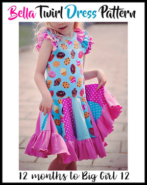 Girls Bella Twirl Dress Pattern - Ellie and Mac, Digital (PDF) Sewing Patterns | USA, Canada, UK, Australia