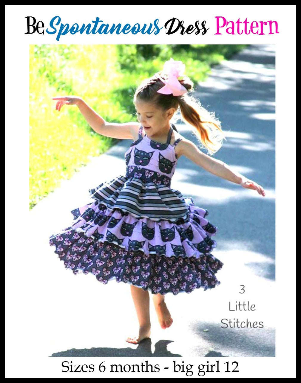 Girl's Be Spontaneous Dress Pattern - Ellie and Mac, Digital (PDF) Sewing Patterns | USA, Canada, UK, Australia